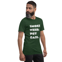 Load image into Gallery viewer, Smoke Weed Pet Cats Unisex t-shirt (White Text)