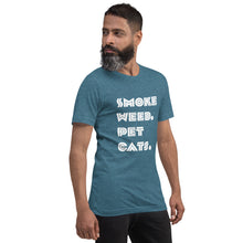 Load image into Gallery viewer, Smoke Weed Pet Cats Unisex t-shirt (White Text)