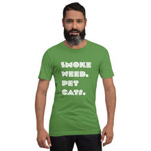 Load image into Gallery viewer, Smoke Weed Pet Cats Unisex t-shirt (White Text)