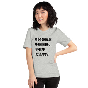 Smoke Weed Pet Cats Unisex t-shirt (Black Text)