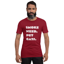 Load image into Gallery viewer, Smoke Weed Pet Cats Unisex t-shirt (White Text)